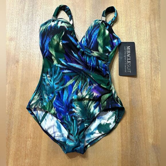MiracleSuit Siren Underwire Swimsuit‎ Tropical Palms size 12 - Picture 1 of 11